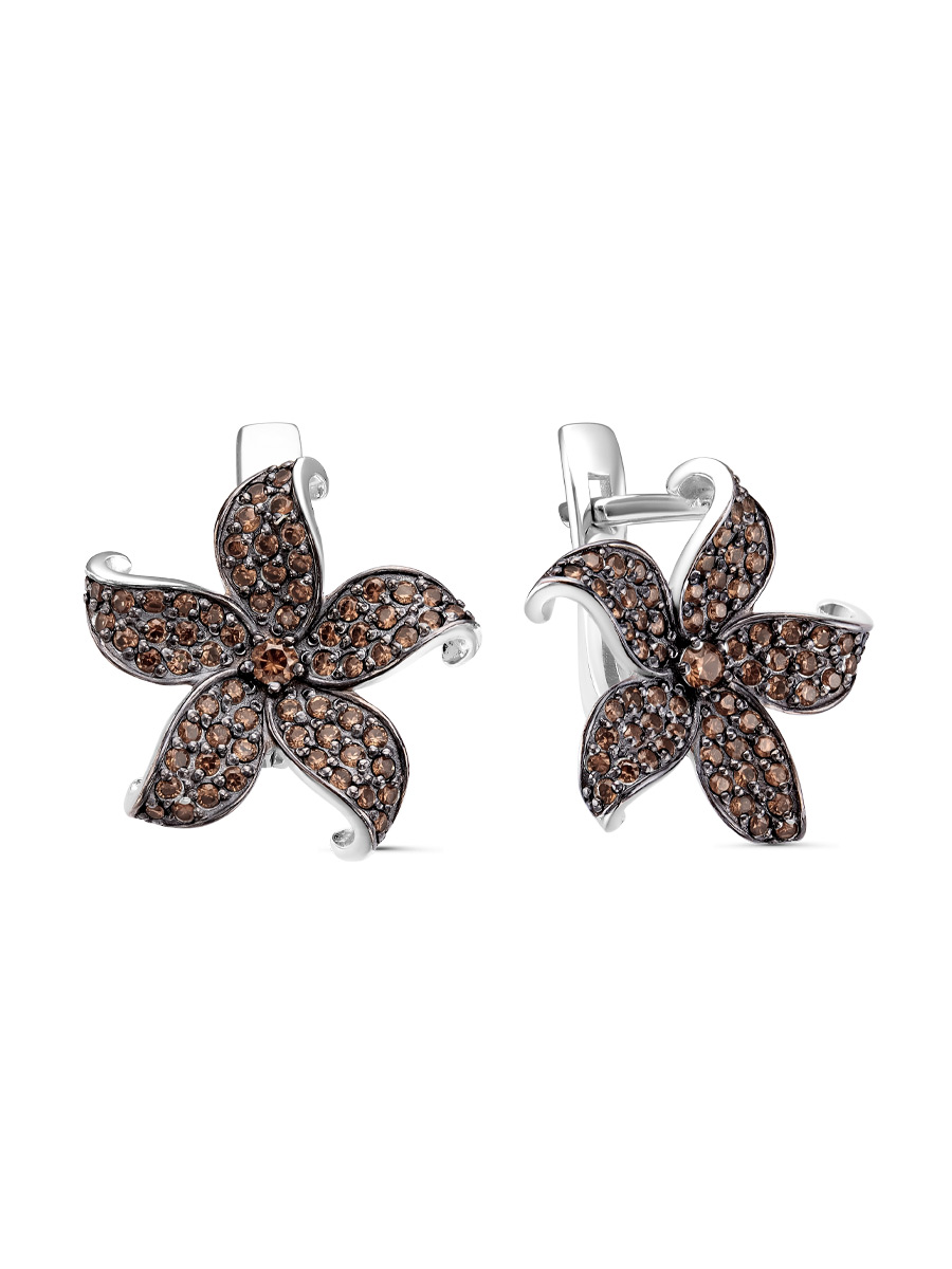 Серьги английский замок из серебра 925 с фианитом