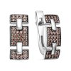 Серьги английский замок из серебра 925 с фианитом