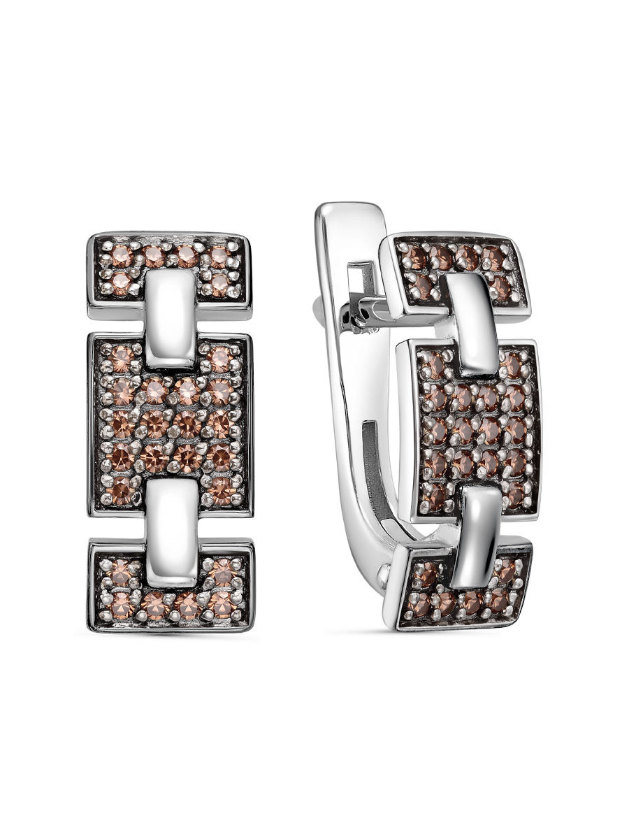 Серьги английский замок из серебра 925 с фианитом