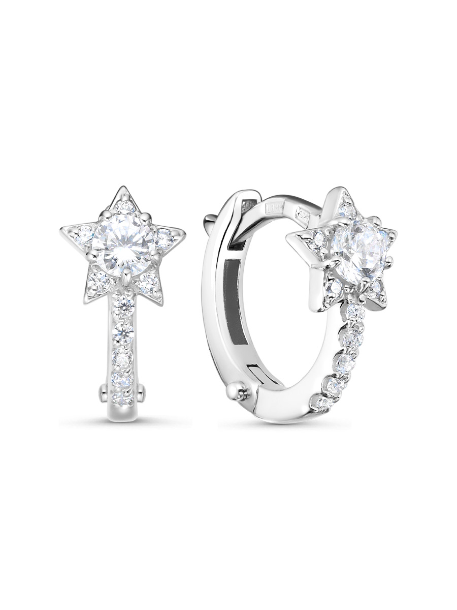 Серьги английский замок из серебра 925 с фианитом