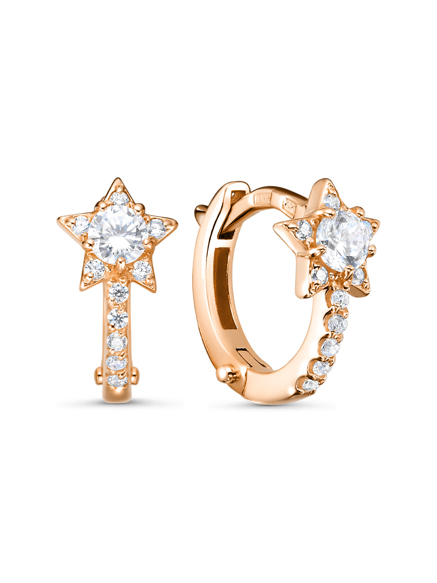 Серьги английский замок из серебра 925 с фианитом