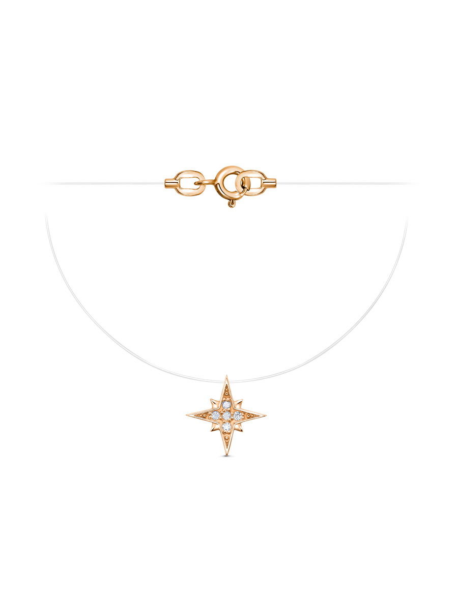 Колье на леске из серебра 925 с фианитом