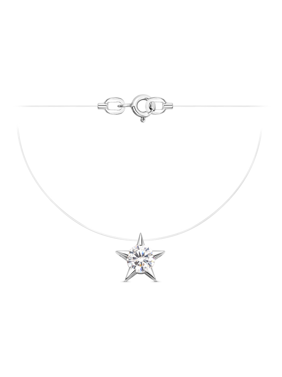 Колье на леске из серебра 925 с фианитом